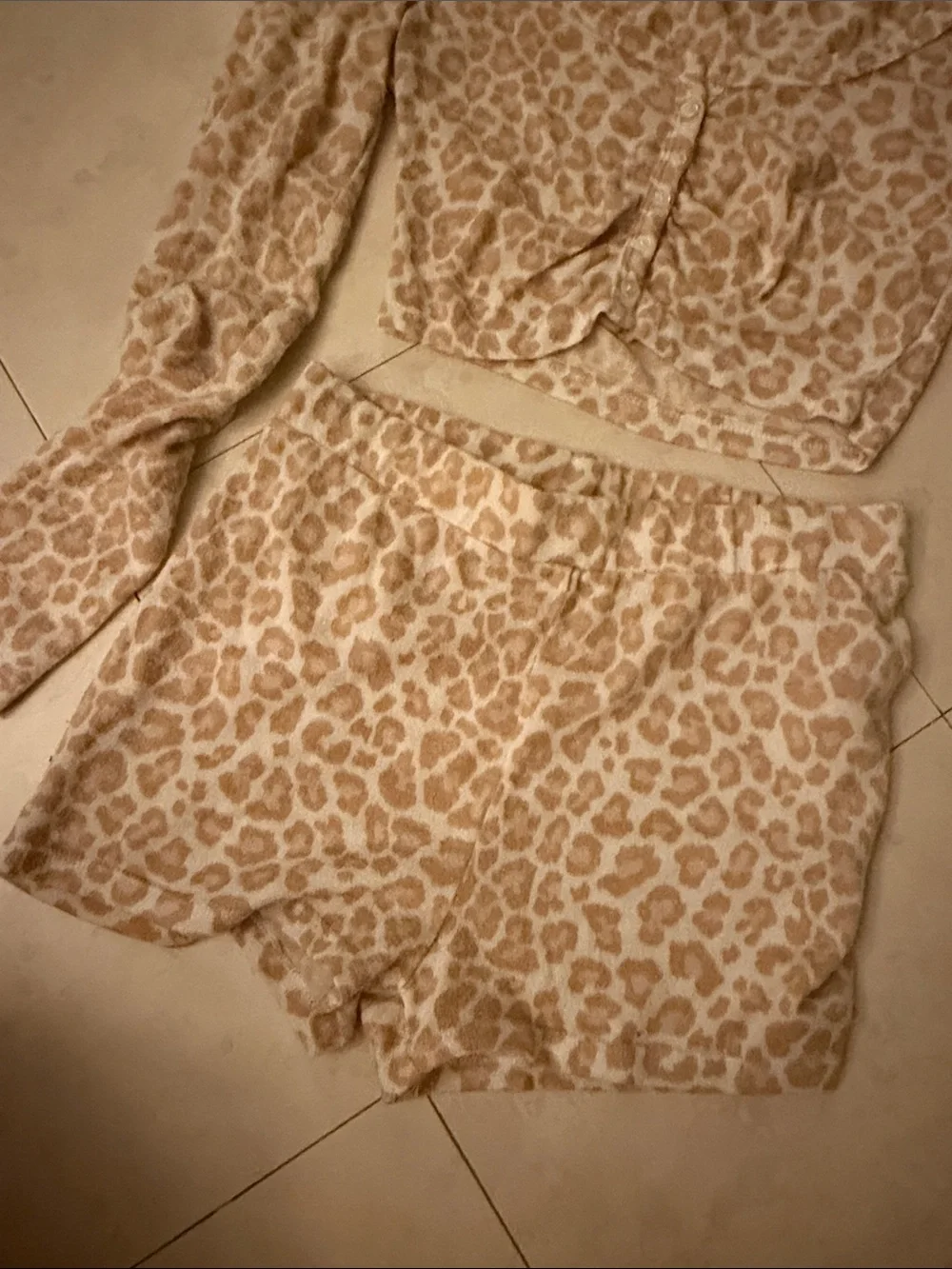 Leopard Print Two-Piece Lounge Set with Headband - Beige - Picture 3 of 3